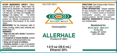Allerhale 1.0 Fl Oz Bottle Label